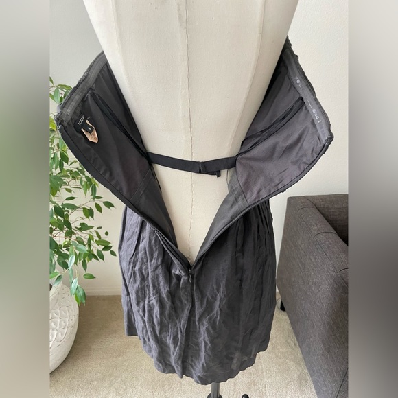 J.Crew Charcoal Grey Crinkled Metallic Strapless cotton Taryn Dress Size 8 - Picture 5 of 11
